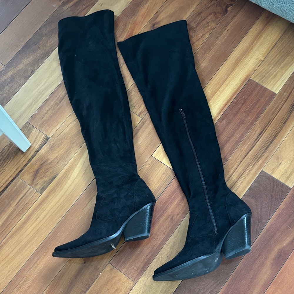 Jeffrey Campbell Black Over-the-Knee Boots Gatlin-Hi